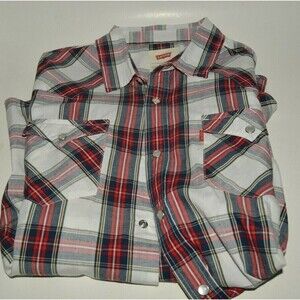 Vintage Levi Strauss & Co LEVI'S Plaid Western Men's M Pearl Snap Short Sleeve